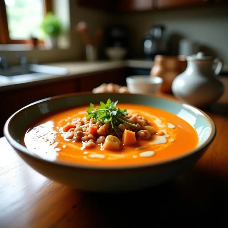Laksa de Lentejas Rojas y Leche de Coco: Curri Malasio Reconfortante en 30 Minutos
