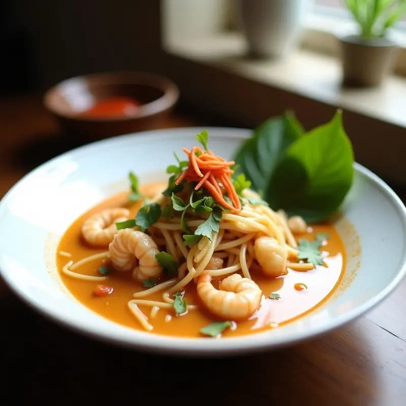 Laksa de Mariscos y Leche de Coco: Receta Malasia Picante en Olla Exprés con Toque Tropical