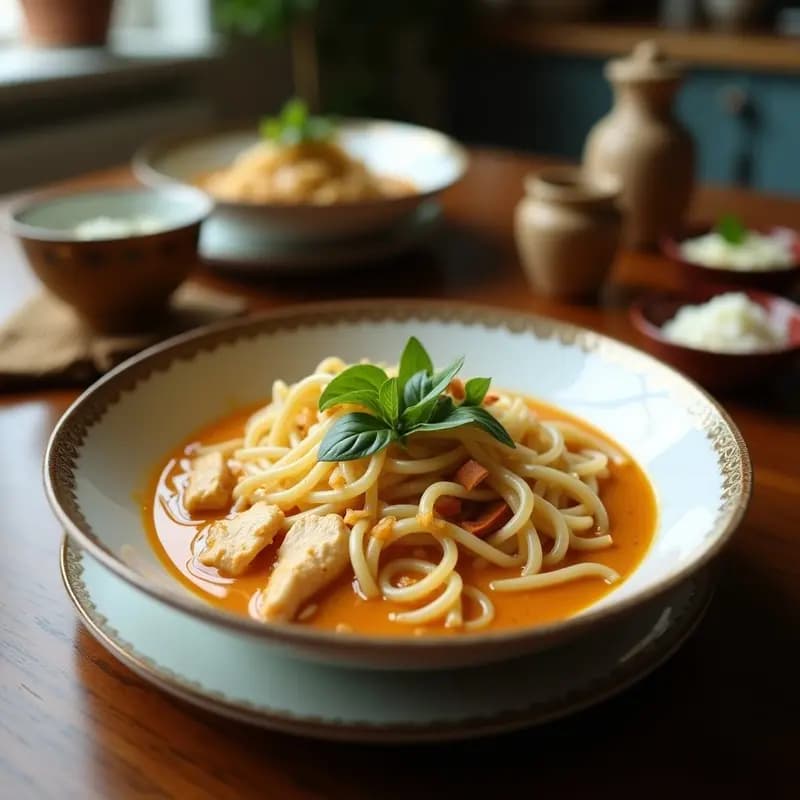 Laksa de Pollo y Coco con Fideos de Arroz: Receta Malaya en Olla Exprés