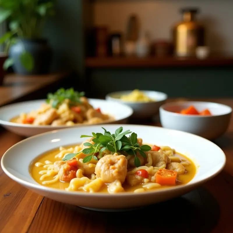Laksa de Pollo y Coco: Receta Malasia Alta en Sabores y Proteína en Olla Express