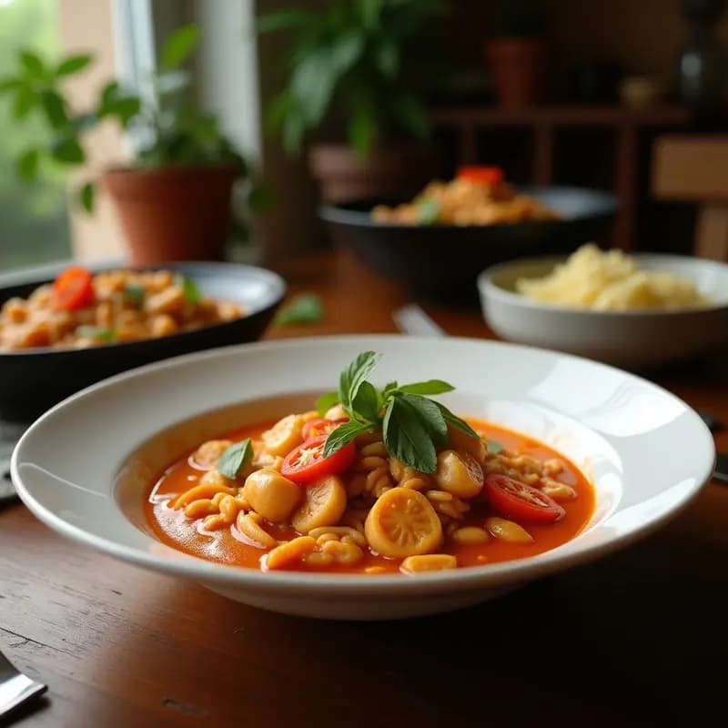 Laksa de Pollo y Lentejas Rojas: Receta Malasia en Olla Exprés
