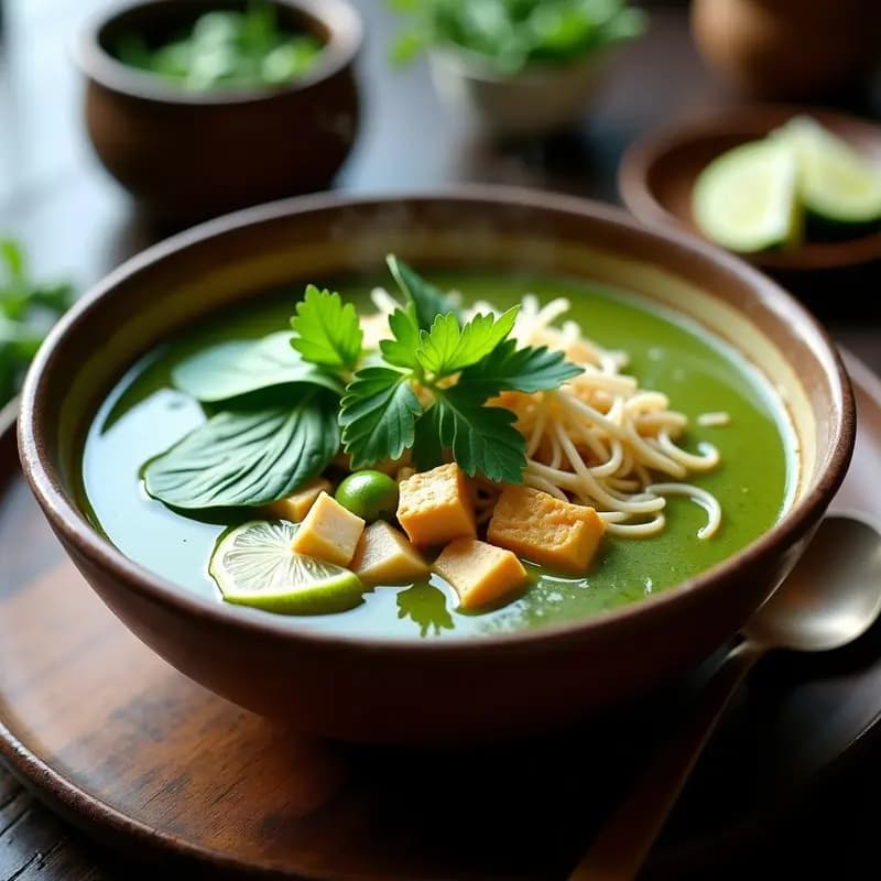 Laksa Verde de Espinacas y Tofu: Sopa Malasia Vegana y Detox
