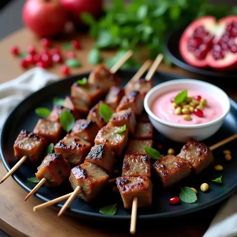 Lamb Kebabs con Salsa de Granados y Mentas: Receta Persa a la Parrilla en 30 Minutos
