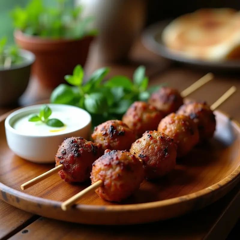 Lamb Kofta con Salsa de Yogur de Menta: Receta India en Palitos para Barbacoa