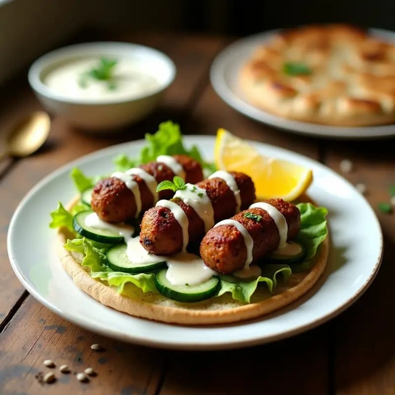 Lamb Kofta con Salsa de Yogur y Pan de Pita: Receta de Medio Oriente Alta en Proteína
