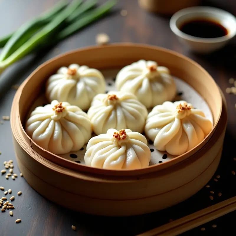 Lap Ping: Pan Chino al Vapor Relleno de Carne de Cerdo y Setas Shiitake
