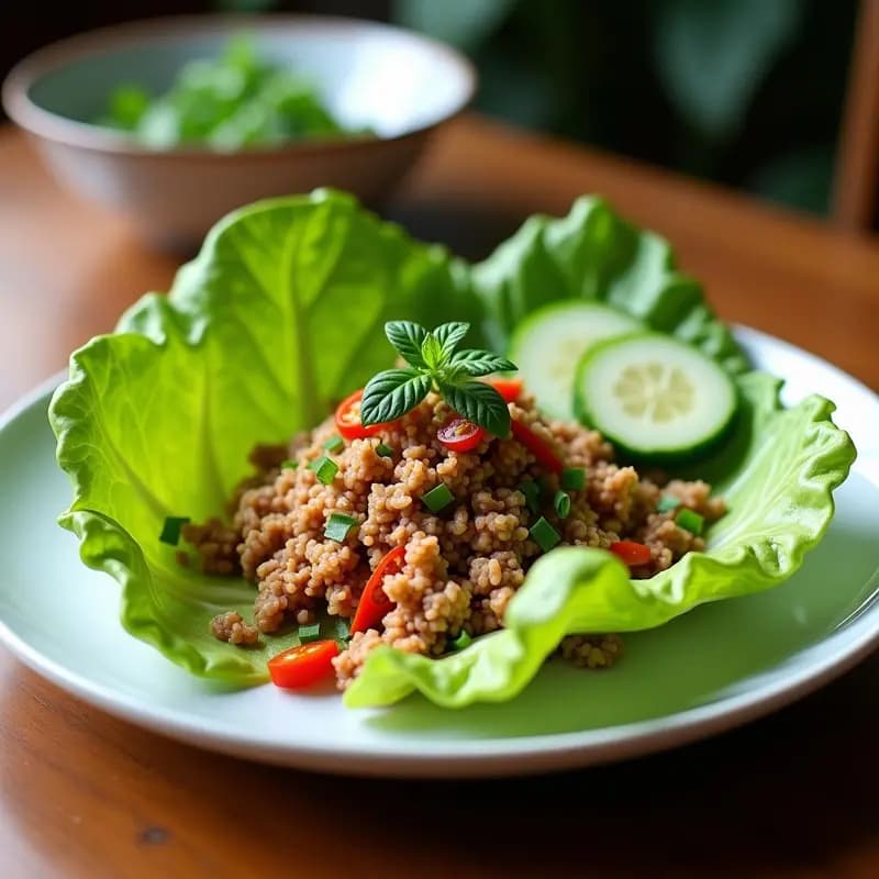 Larb de Cerdo con Hierba Limón y Chile: Receta Tailandesa Picante y Fresca en 15 Minutos