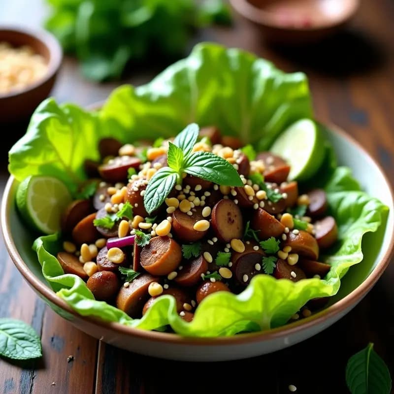 Larb de Champiñones y Menta: Receta Laosiana Vegana y Baja en Calorías con Lima