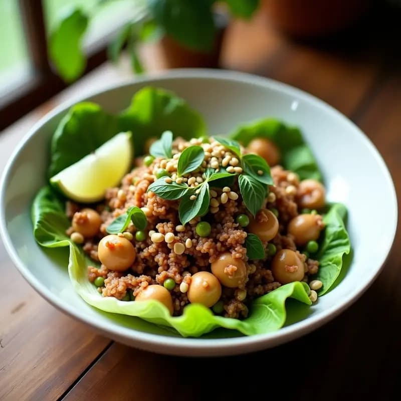 Larb Gai Tailandés con Pollo Picado y Hierbas Frescas: Ensalada de Plato Único Keto