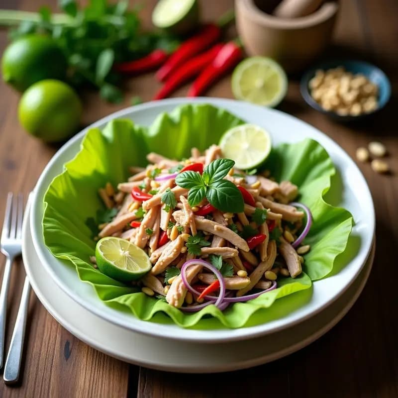 Larb Gai Tailandés de Pollo y Menta: Ensalada Picante y Fresca en 15 Minutos