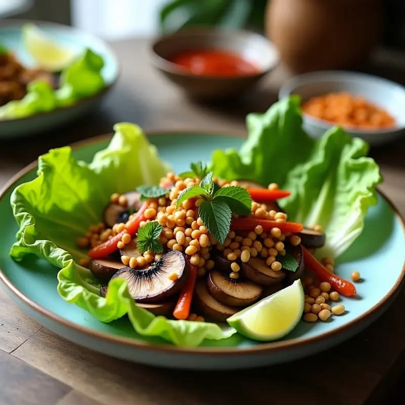 Larb de Hongos Ostra con Menta y Lima: Entrante Laosiano Vegano y Picante