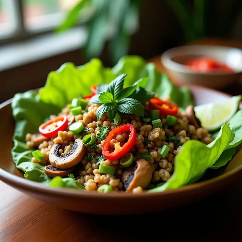 Larb de Hongos Oyster y Menta: Receta Laosiana Vegana con Lima y Chile