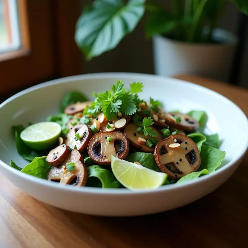 Larb de Hongos Portobello y Menta con Lechuga Hoja de Roble: Ensalada Tailandesa Keto