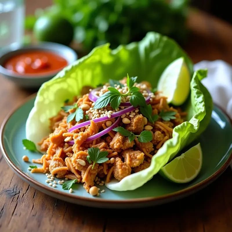 Larb de Jackfruit con Limón y Hierbas: Receta Tailandesa Vegana y Sin Gluten