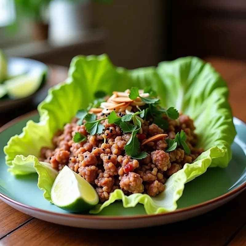 Larb Moo de Cerdo Picado y Hierbas Frescas: Receta Laosiana Keto y Sin Azúcar