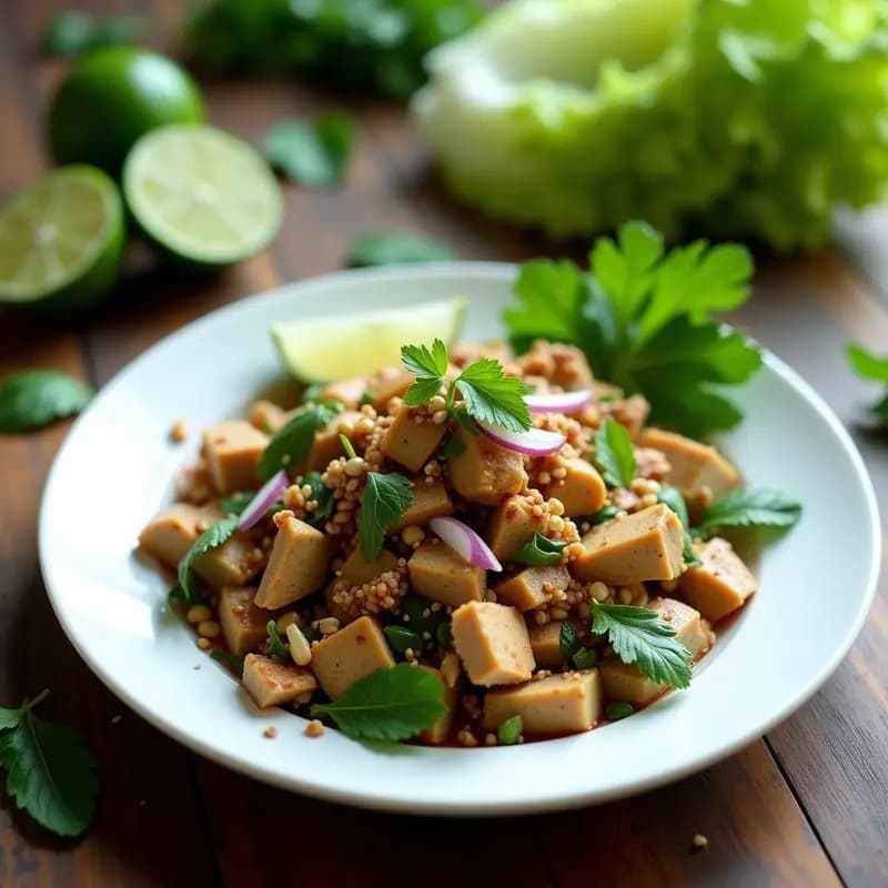 Larb de Pollo y Lima Kaffir: Ensalada Tailandesa Alta en Proteína en 20 Minutos