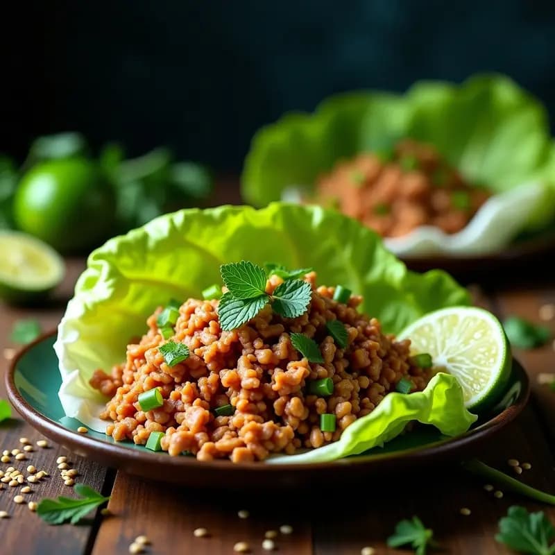 Larb Thai de Cerdo con Hierbas y Lima: Receta Picante y Fresca para Envoltorios de Lechuga