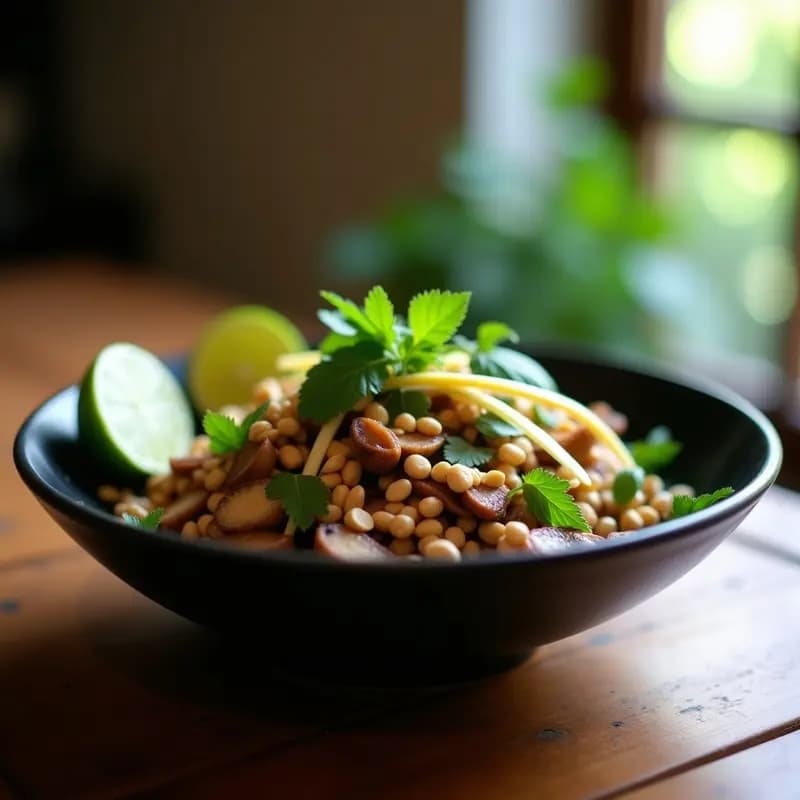 Larb Thai de Setas Shitake y Hierba Limón: Receta Tailandesa Keto en 20 Minutos