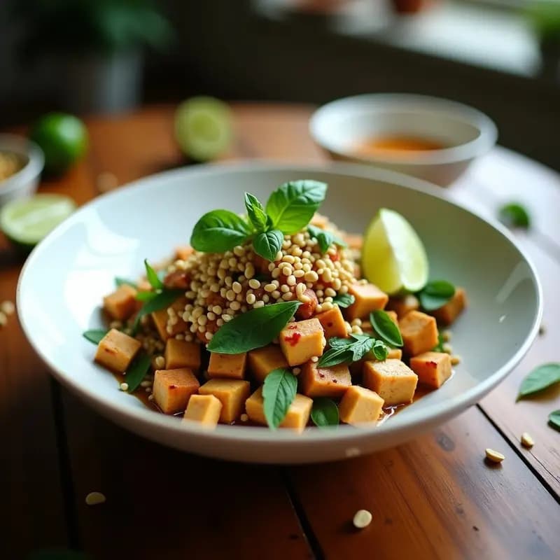 Larb de Tofu y Hierbas tailandesas: Ensalada Laosiana Picante y Sin Gluten