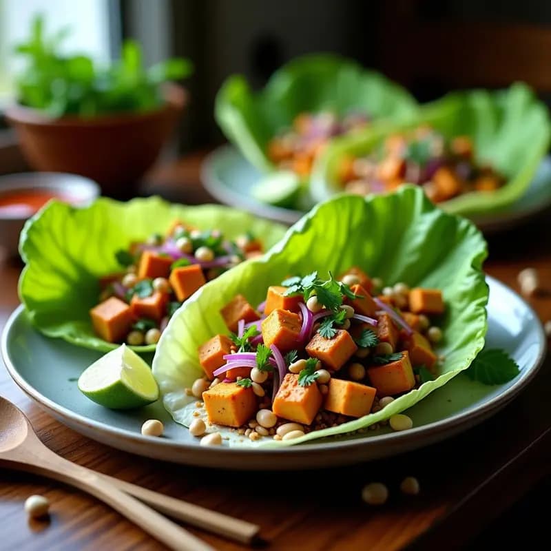 Larb de Tofu y Mentas con Hojas de Lechuga: Receta Laosiana Vegana y Fresca