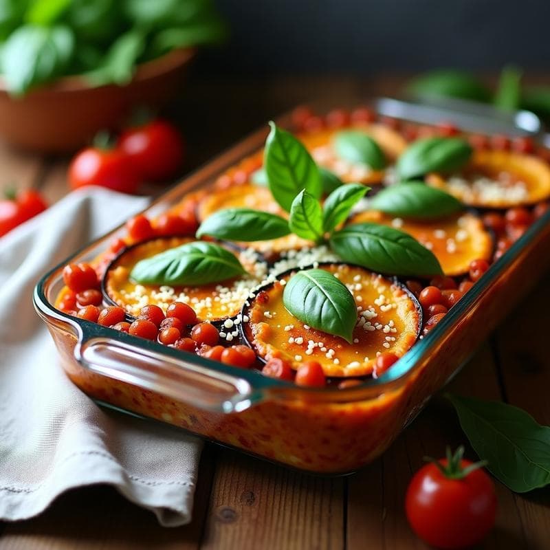 Lasagna de Berenjena y Lentejas Rojas: Receta Italiana Sin Horno y Keto