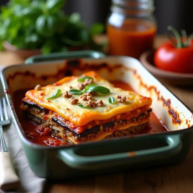 Lasagna de Berenjena y Lentejas: Receta Italiana Sin Gluten y Sin Lactosa para Tupper