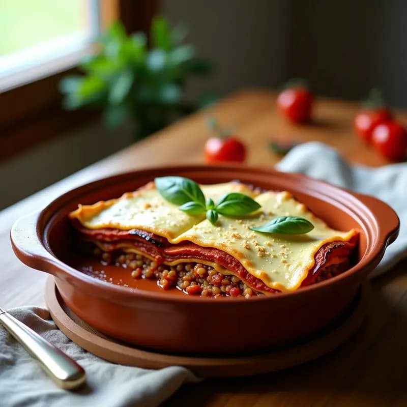 Lasagna de Berenjena y Lentejas: Versión Vegana y Sin Horno en Olla Lenta