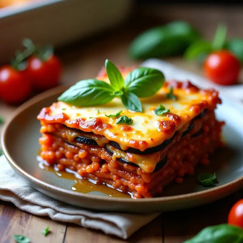 Lasagna de Berenjena y Lentejas Corail: Receta Italiano-Vegana con Bechamel de Anacardos en Horno