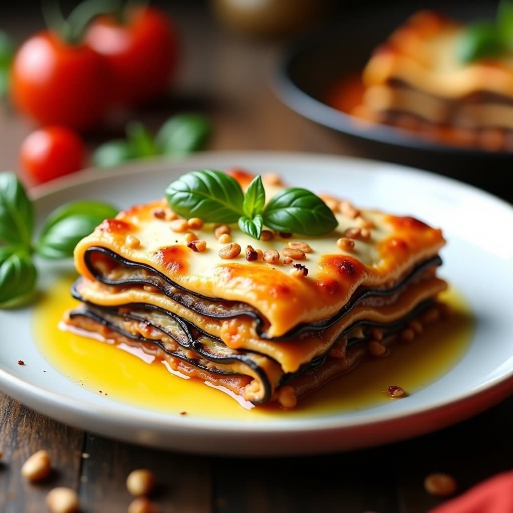 Lasagna de Berenjena y Queso de Cacryl (Anácardos y Ajo Negro): Receta Italiana Keto