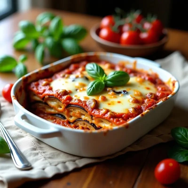 Lasagna de Berenjenas y Queso Ricotta con Salsa de Tomates Secos: Receta Italiana Sin Pasta