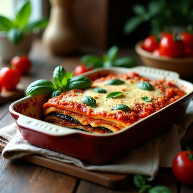 Lasagna de Berenjena y Tofu con Salsa de Tomate Casera: Receta Vegana Sin Pasta en Horno