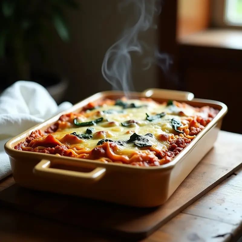 Lasagna bolonesa con espinacas y bechamel: Receta italiana al horno sin gluten