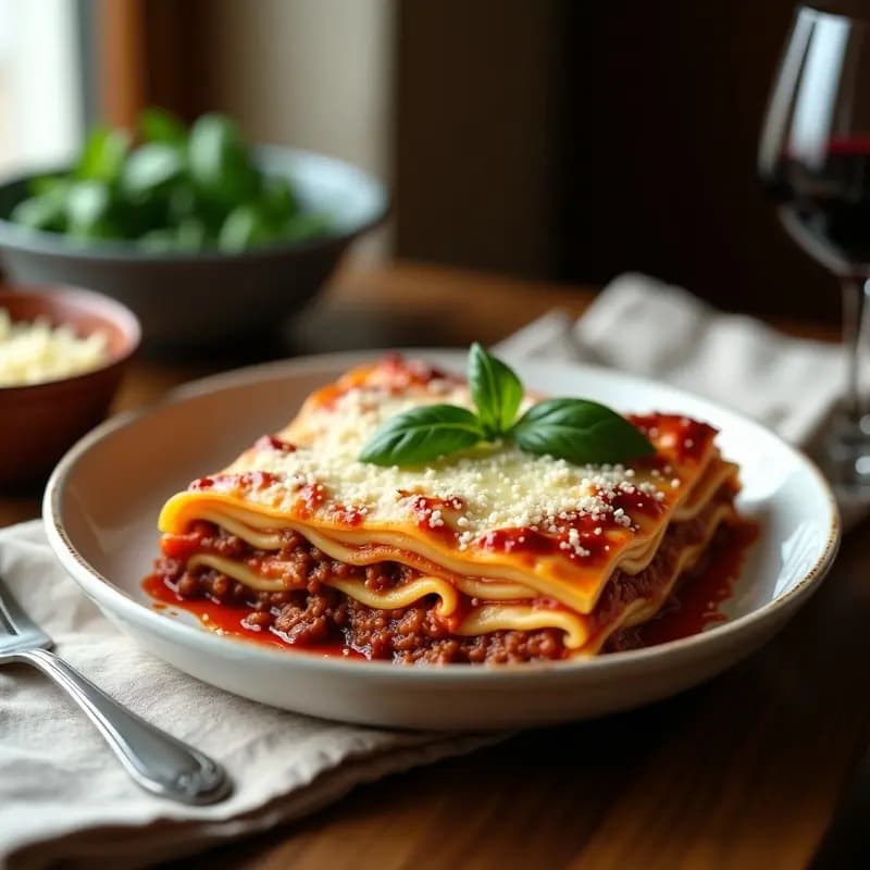 Lasagna Bolonesa Tradicional: Receta Italiana en Capas con Carne y Queso