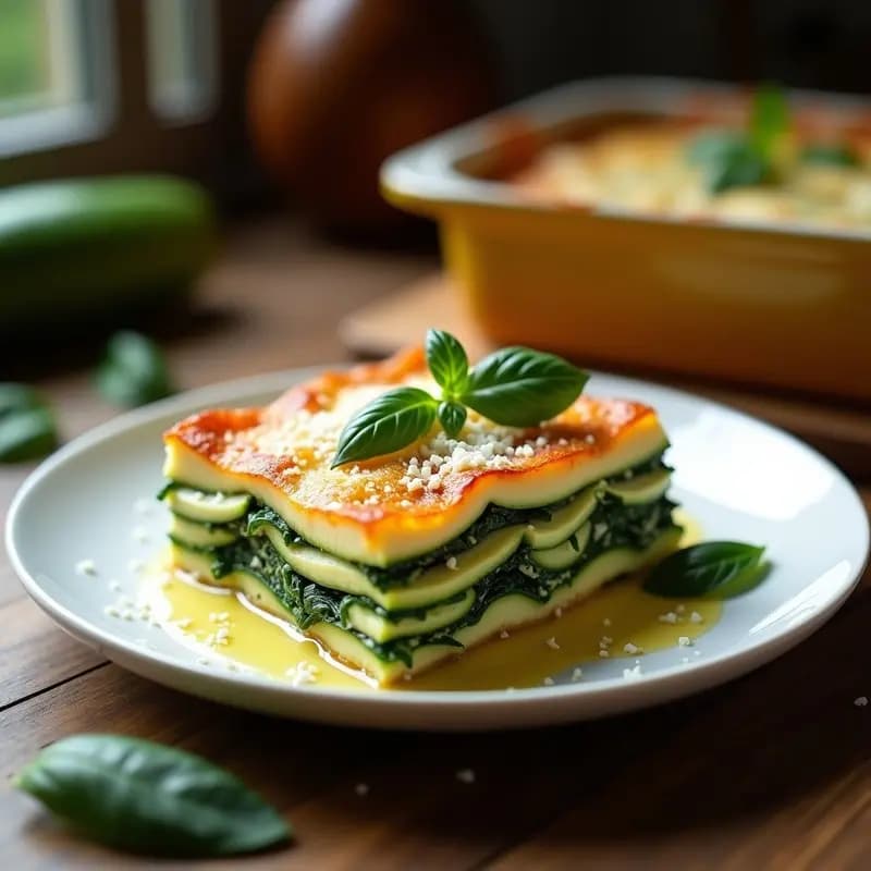 Lassagna de Calabacín y Espinacas con Bechamel de Almendras: Receta Keto y Sin Gluten