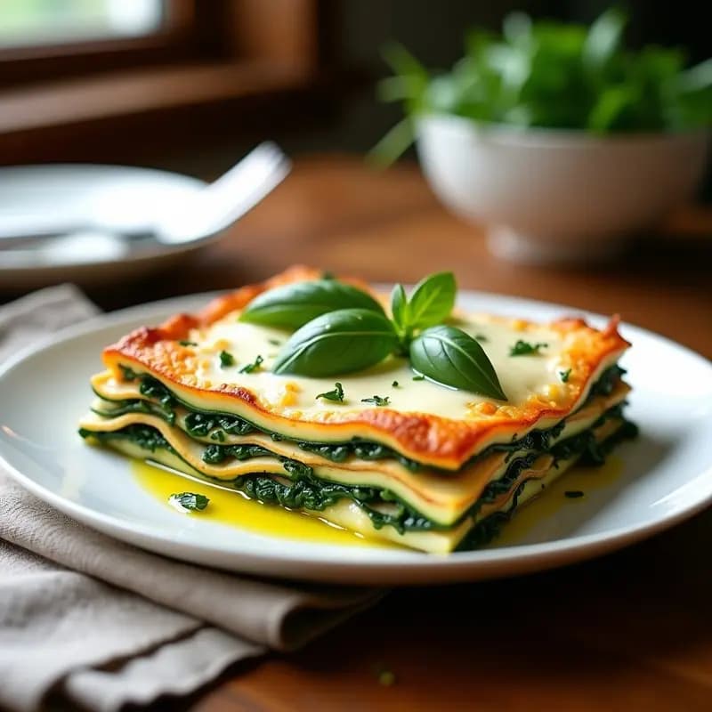 Lasagna de Calabacín y Espinacas con Salsa Bechamel Vegana: Receta Italiana Keto