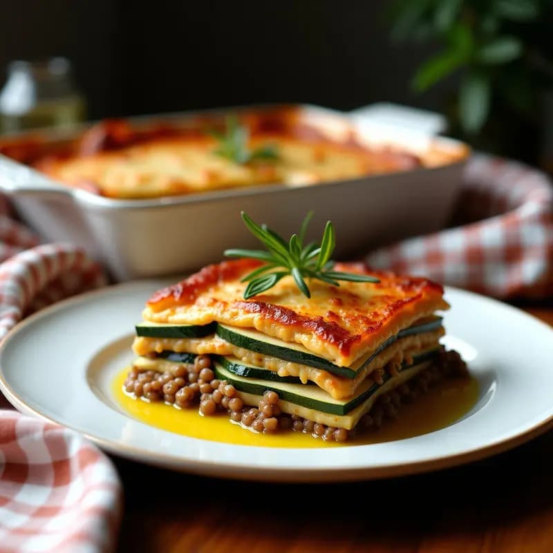 Lasagna de Calabacín y Lentejas con Salsa de Anacardos: Receta Italiana Vegana y Sin Harina