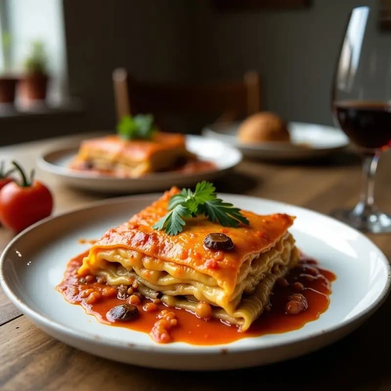 Lasagna de Calabaza y Hongos Shiitake: Receta Vegetariana con Salsa de Anacardos