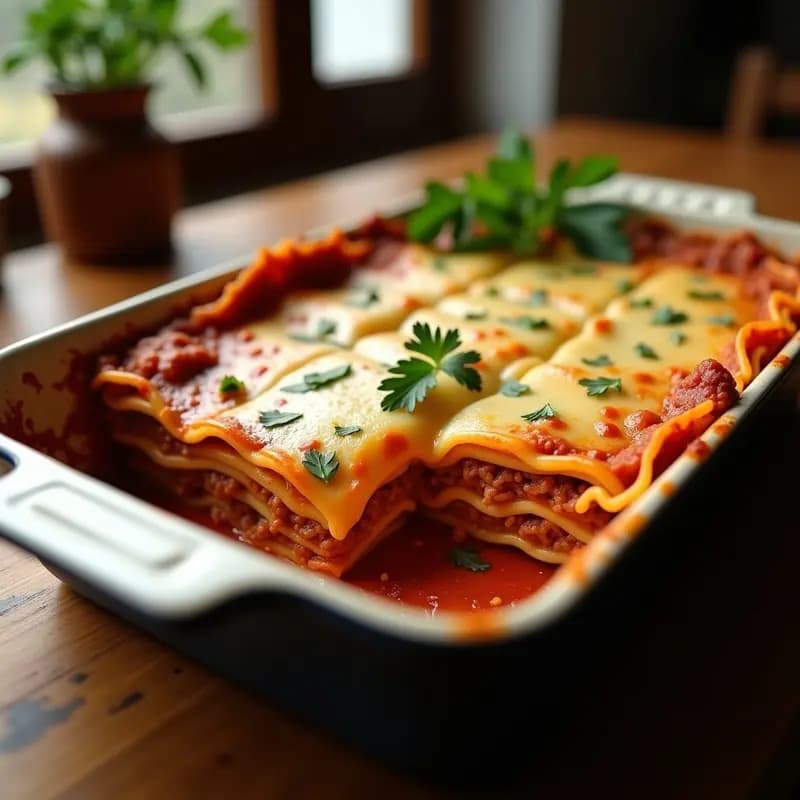 Lasagna de Carne con 3 Tipos de Queso y Bechamel Espesa: Plato Italiano para Amantes de la Pasta