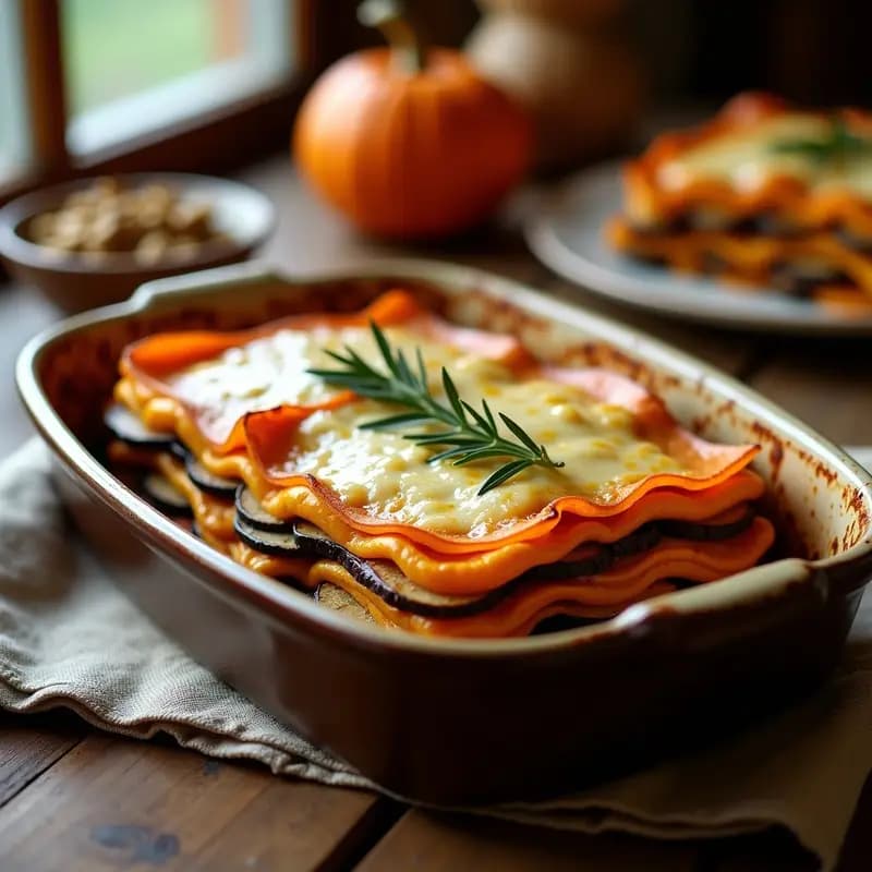 Lasagna de Lentejas y Calabaza: Receta Vegana Italiana en Capas con Toque Otoñal