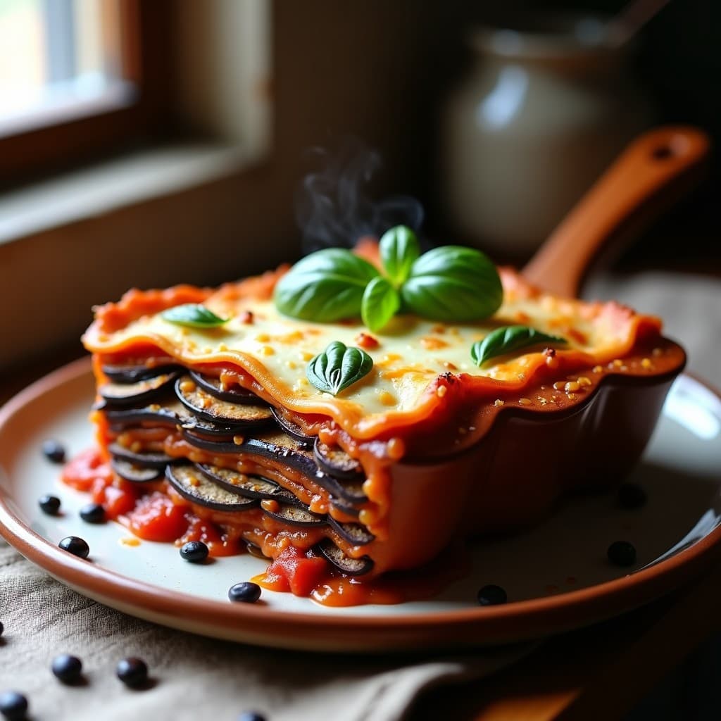 Lasagna de Lentejas Negras y Berenjena Ahumada: Receta Vegana Sin Gluten en 45 Minutos
