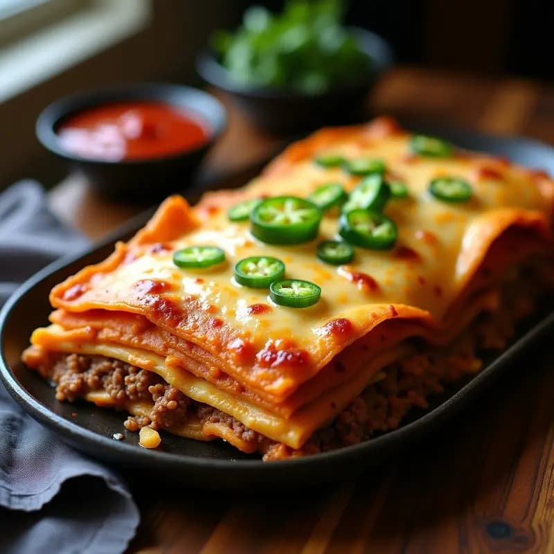 Lasagna de Nachos con Capas de Tortillas, Carne Picada y Queso: Fusión Italiana-Mexicana