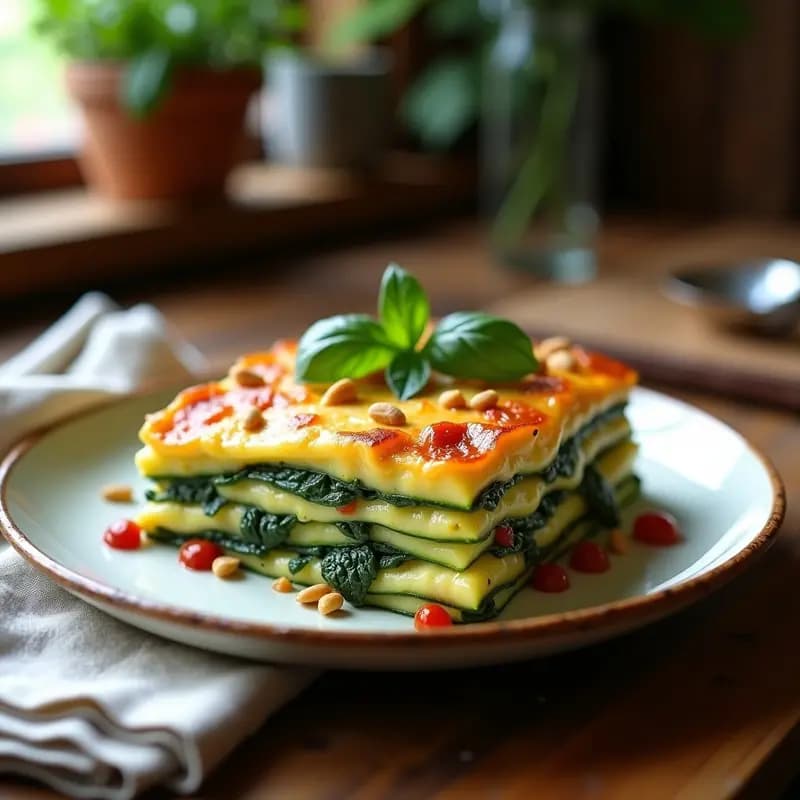 Lasagne de Calabacín y Espinacas con Bechamel de Soja: Receta Italiana Sin Gluten y Vegana