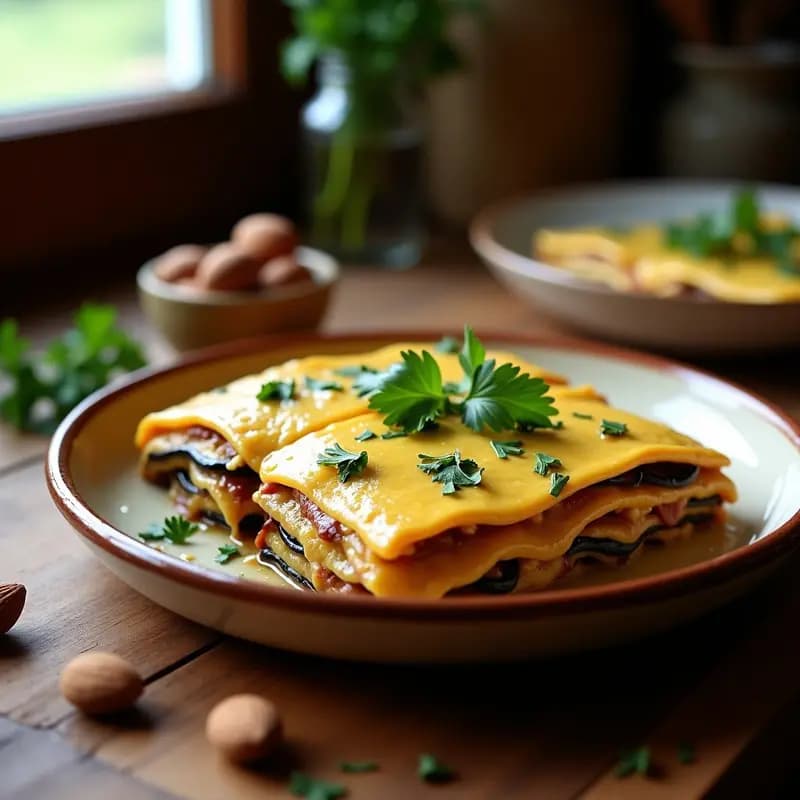 Lasaña de Berenjena y Hummus con Bechamel de Almendras: Receta Libanes-Italiana Sin Pasta