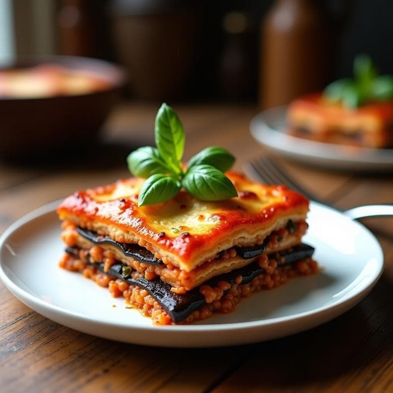 Lasaña de Berenjena y Lentejas Negras: Receta Vegana y Sin Lácteos en Olla Exprés