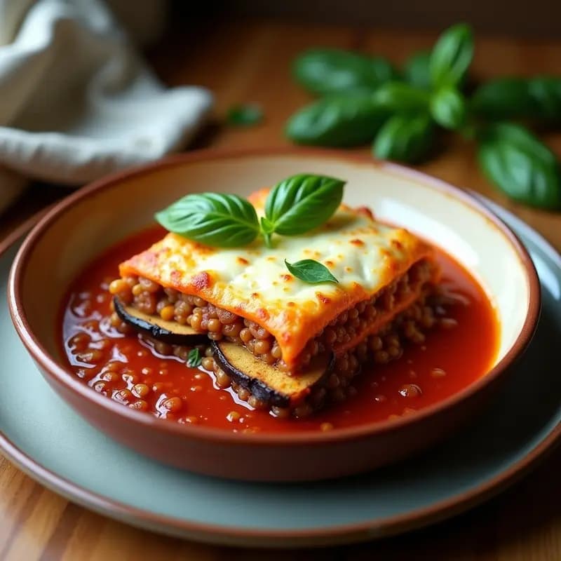 Lasaña de Berenjena y Lentillas Rojas: Receta Italiana Vegana Sin Pasta Tradicional
