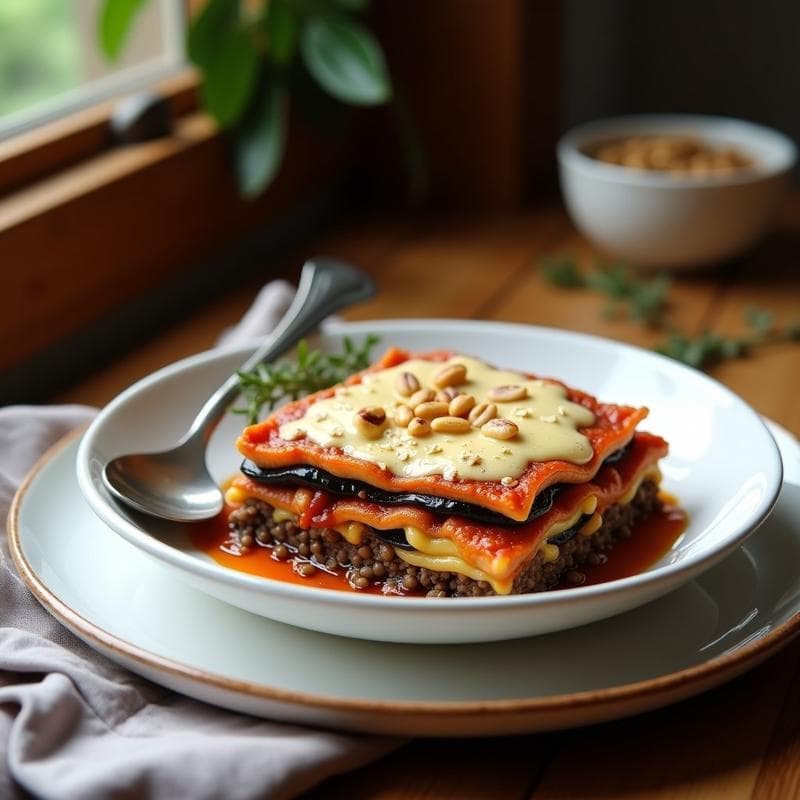 Lasaña de Berenjena y Lentejas: Receta Italiana Sin Pasta y Alta en Fibra