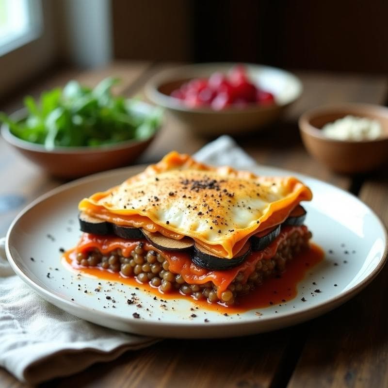 Lasaña de Berenjena y Lentejas: Receta Vegana en Olla Express con Sabor a Umami