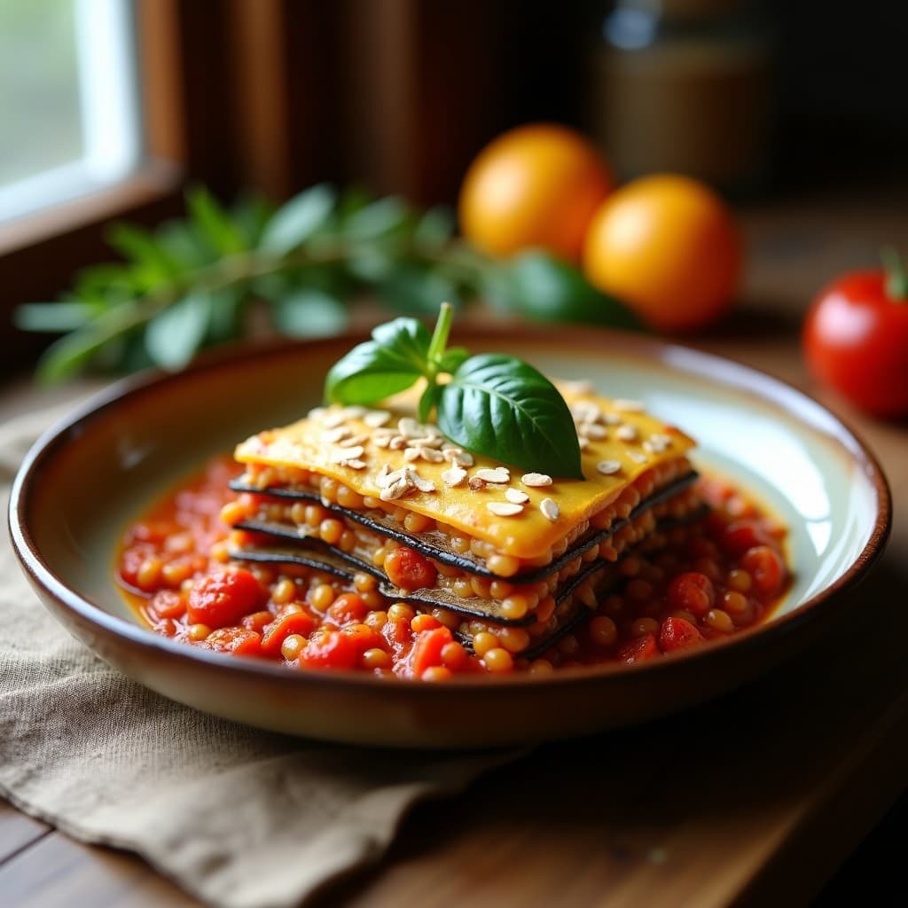 Lasaña de Berenjena y Lentiljas Corail: Receta Italiana Sin Gluten y Alta en Hierro