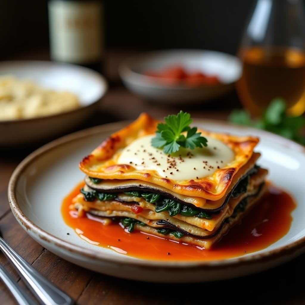 Lasaña de Berenjena y Hongos Shimeji con Bechamel de Anacardos: Receta keto en olla lenta