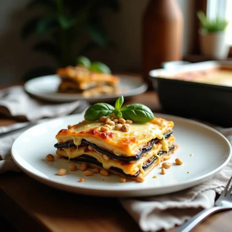 Lasaña de Berenjena y Tofu con Salsa Bechamel Vegana: Receta Italiana Sin Lácteos